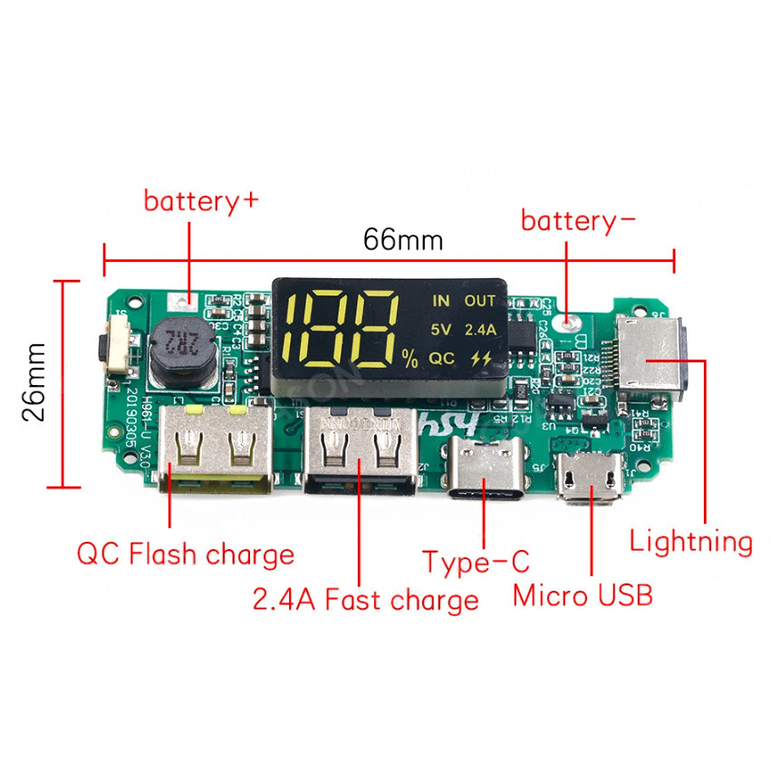Модуль зарядкидля 18650 аккумуляторов с защитой (двойной USB DIY повербанк)