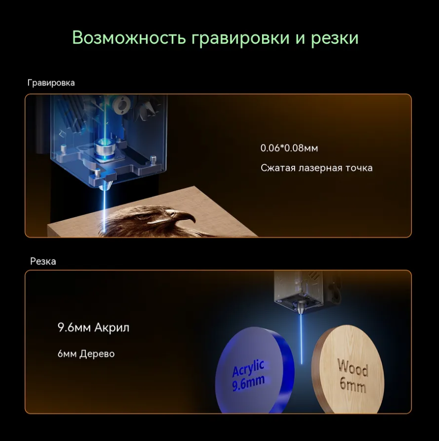 Лазерный гравер "Creality Falcon A1" (10Вт, 381х305мм, 600мм/с)