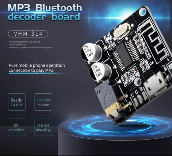 Модуль MP3 Bluetooth 5.0 / VHM-314 (Type-C, без потерь, стерео плата с декодером)